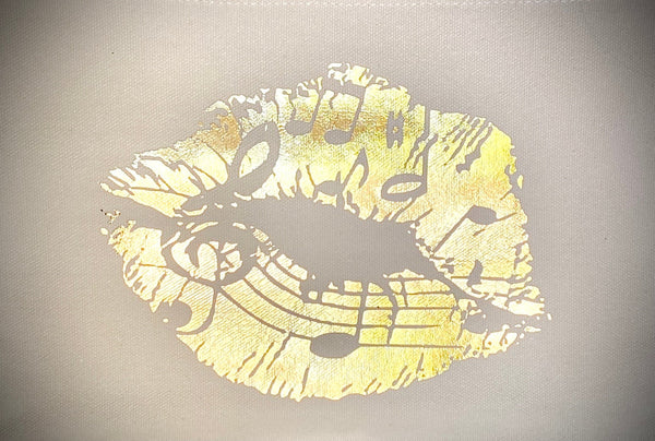 Gold Music Lips Canvas Glitter Tote, Music Lover Glitter Purse, Sparkle Sheet Music Bag, Back to school college music student teacher gift