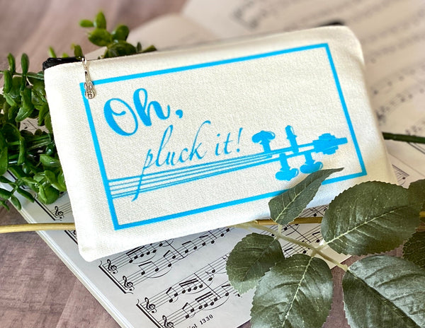 Viola Zipper Pouch with Charm, Oh Pluck It,  Funny Music Viola Gift, Orchestra Gift, graduation student gift, pencil pouch, viola player