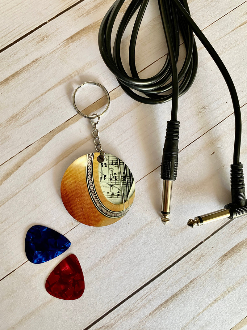Guitar Keychain, Les Paul, Stratocaster, Zakk Wylde, For Electric acoustic Player Musician, back to school college student teacher gift