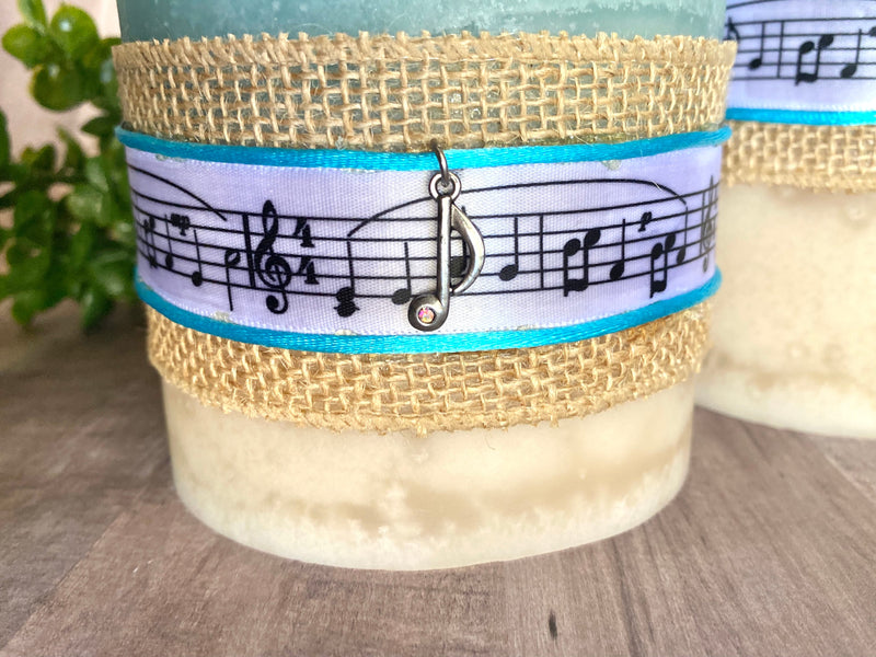 Music Note Flameless Pillar Candle Set, Cute Decorative Candles, Home Accent Lighting, Dorm room decor, back to school student teacher gift