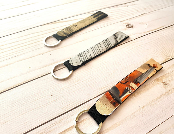 Violin Photo Wristlet Keychain, Instrument Lanyard, Fun Musician Key Accessories, For Music Student Teacher, Band Gift for Him for Her