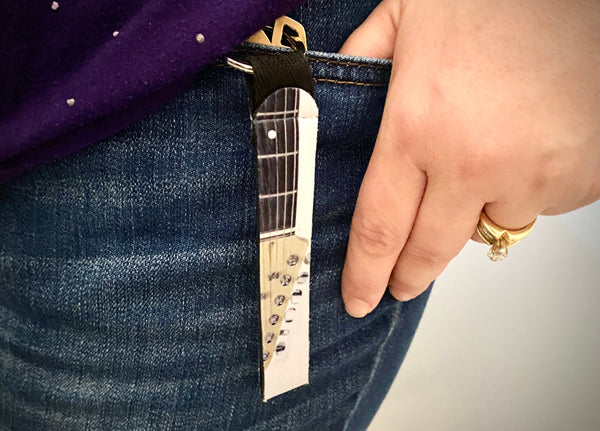 Electric Guitar Photo Wristlet Keychain, Strap Lanyard, Guitarist Musician Key Accessories, Music Student Teacher, Band Gift for Him for Her