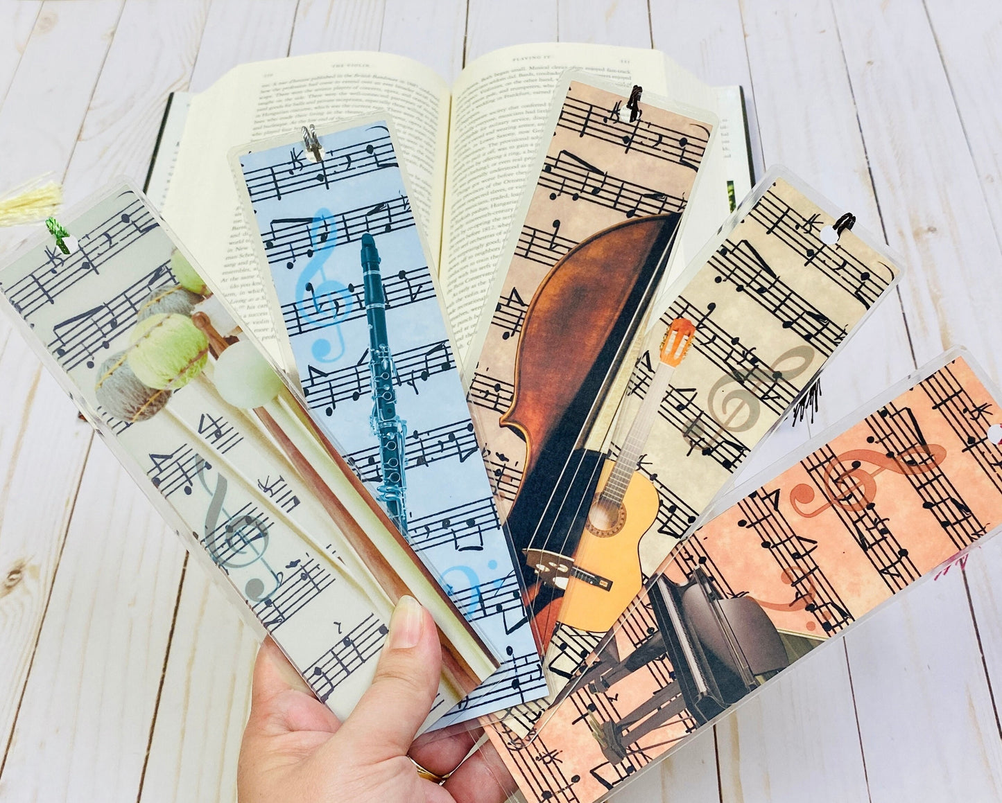 Large Violet Flute Bookmark, Vintage Sheet Music Design, graduation, gift for musician grad, College music student teacher gift, music nerd