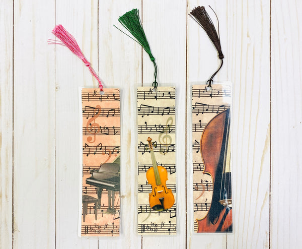 Violin Bookmark, Vintage Sheet Music Design, graduation, gift for musician, College music student teacher gift, for violin player, grad