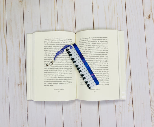 Metal Piano Bookmark with Purple Galaxy Design, Graduation, gift for musician, College music student teacher gift, music nerd, for pianist