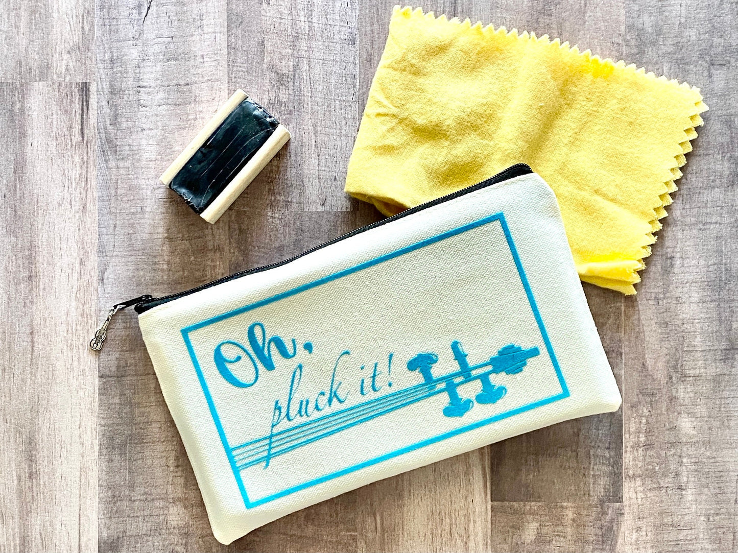 Viola Zipper Pouch with Charm, Oh Pluck It,  Funny Music Viola Gift, Orchestra Gift, graduation student gift, pencil pouch, viola player