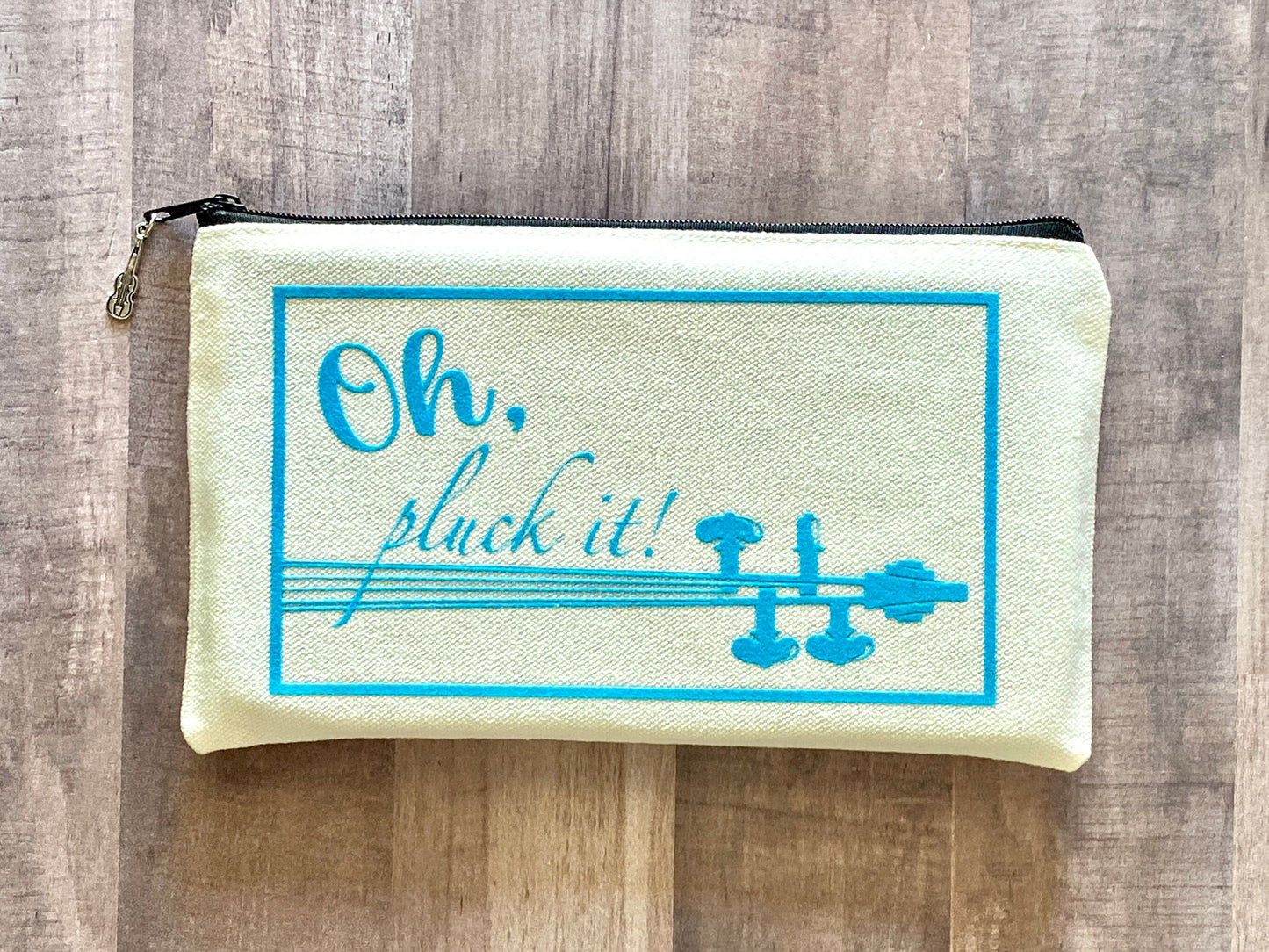 Violin Zipper Pouch with Charm, Oh Pluck It,  Funny Violin Viola Gift, Orchestra Gift, back to school college student gift, music teacher