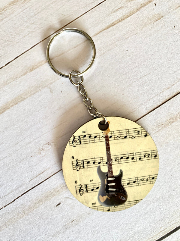 Guitar Keychain, Les Paul, Stratocaster, Zakk Wylde, For Electric acoustic Player Musician, back to school college student teacher gift