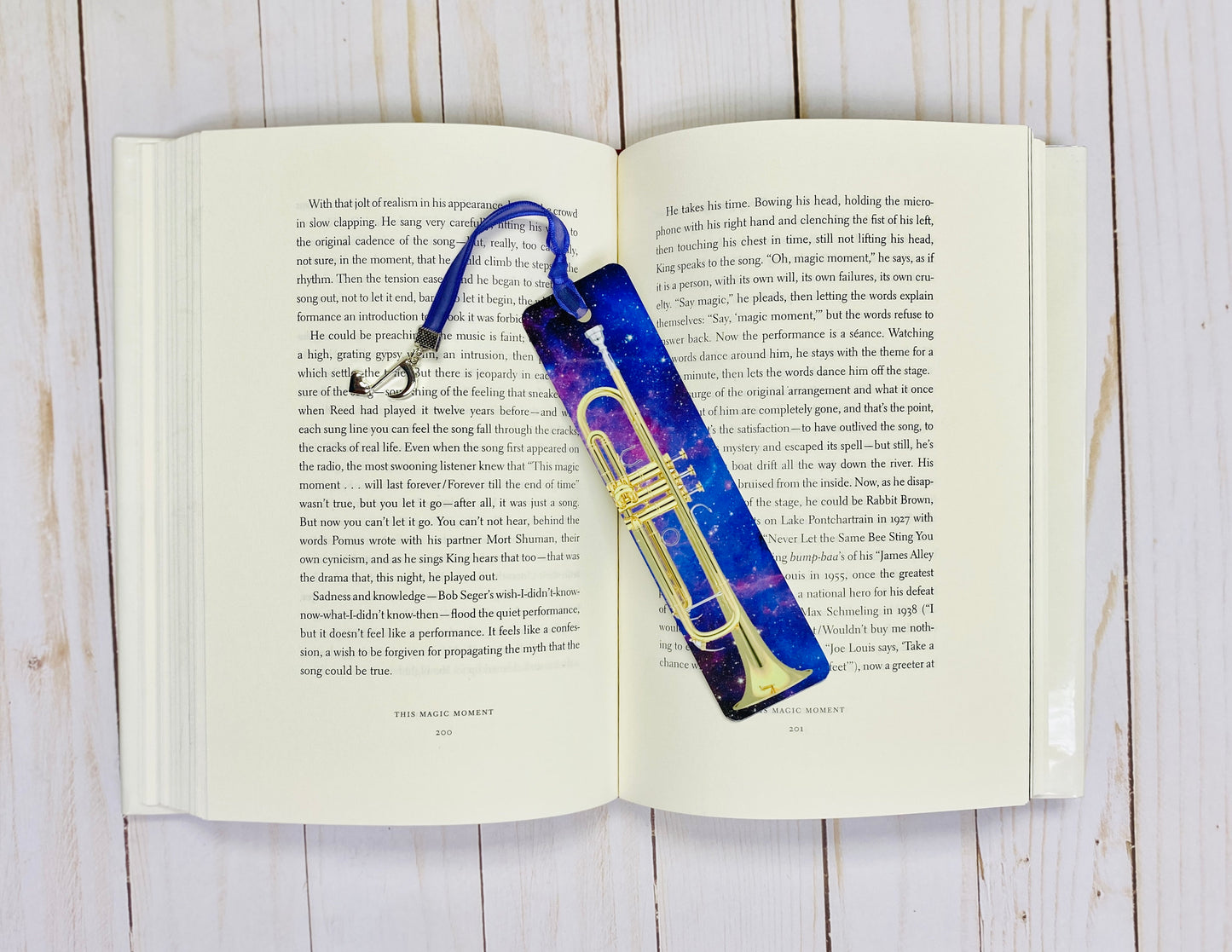 Metal Trumpet Bookmark with Purple Galaxy Design, graduation, gift for musician, College music student teacher gift, gift for trumpet player