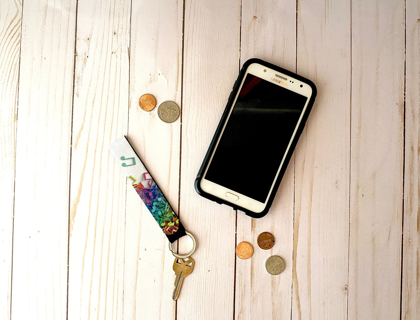 Music Notes Photo Wristlet Keychain, Strap Chain Lanyard, Fun Musician Key Accessories, For Music Student Teacher, Band Gift for Him for Her