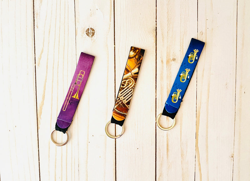 Trombone Photo Wristlet Keychain, Strap Lanyard, For Trombone Player, Band Gift for Him for Her, music key ring, Musician gift, soft