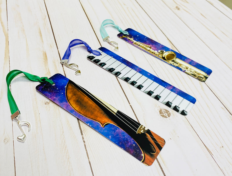 Metal Cello Bookmark with Purple Galaxy Design, graduation, gift for musician, College music student teacher gift, gift for cello player