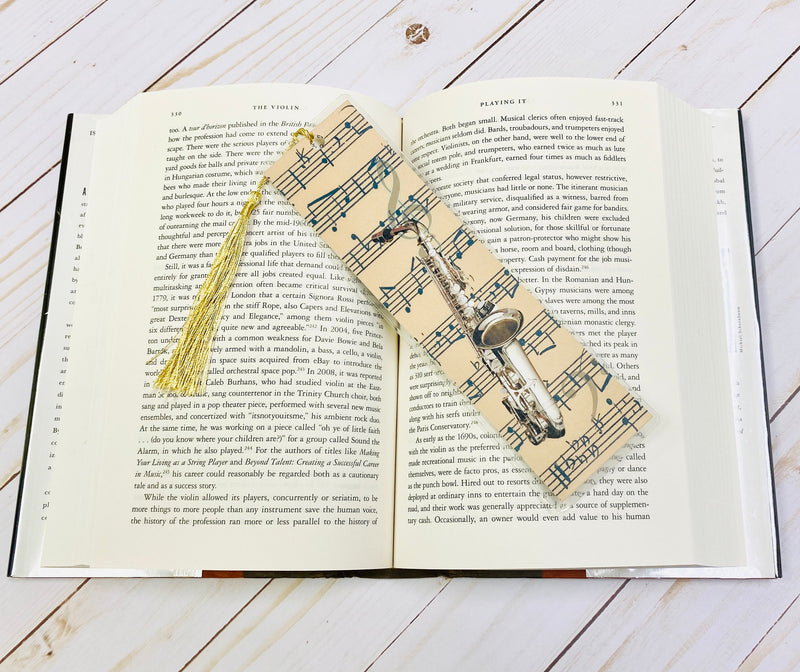 Alto Saxophone Bookmark, Vintage Sheet Music Design, Back to school, gift for musician, College music student teacher gift, music nerd, sax