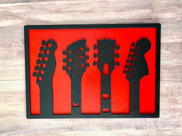 Guitar Wall Art, Music Lover Gift, Wood Guitar Art, Guitar Headstocks, Guitarist Wall Decor, Music Room Art, Guitarist Gift, Music Decor