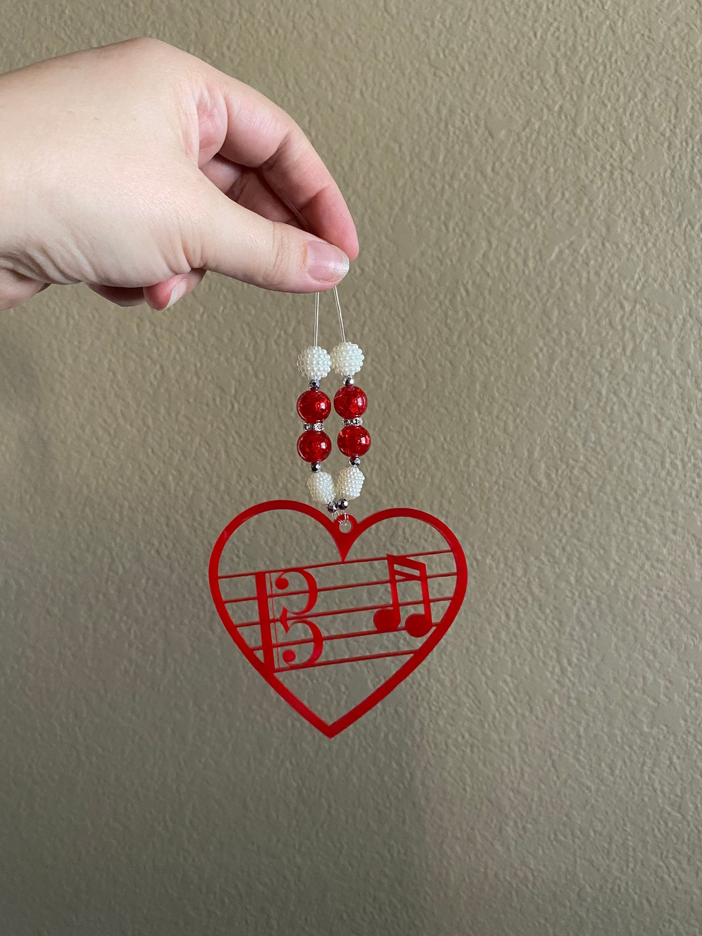 Acrylic Alto Clef Music Ornament, Alto Clef Symbol, Music note car charm, Eighth notes design, Handmade gift, Music gift, rhinestone hanger