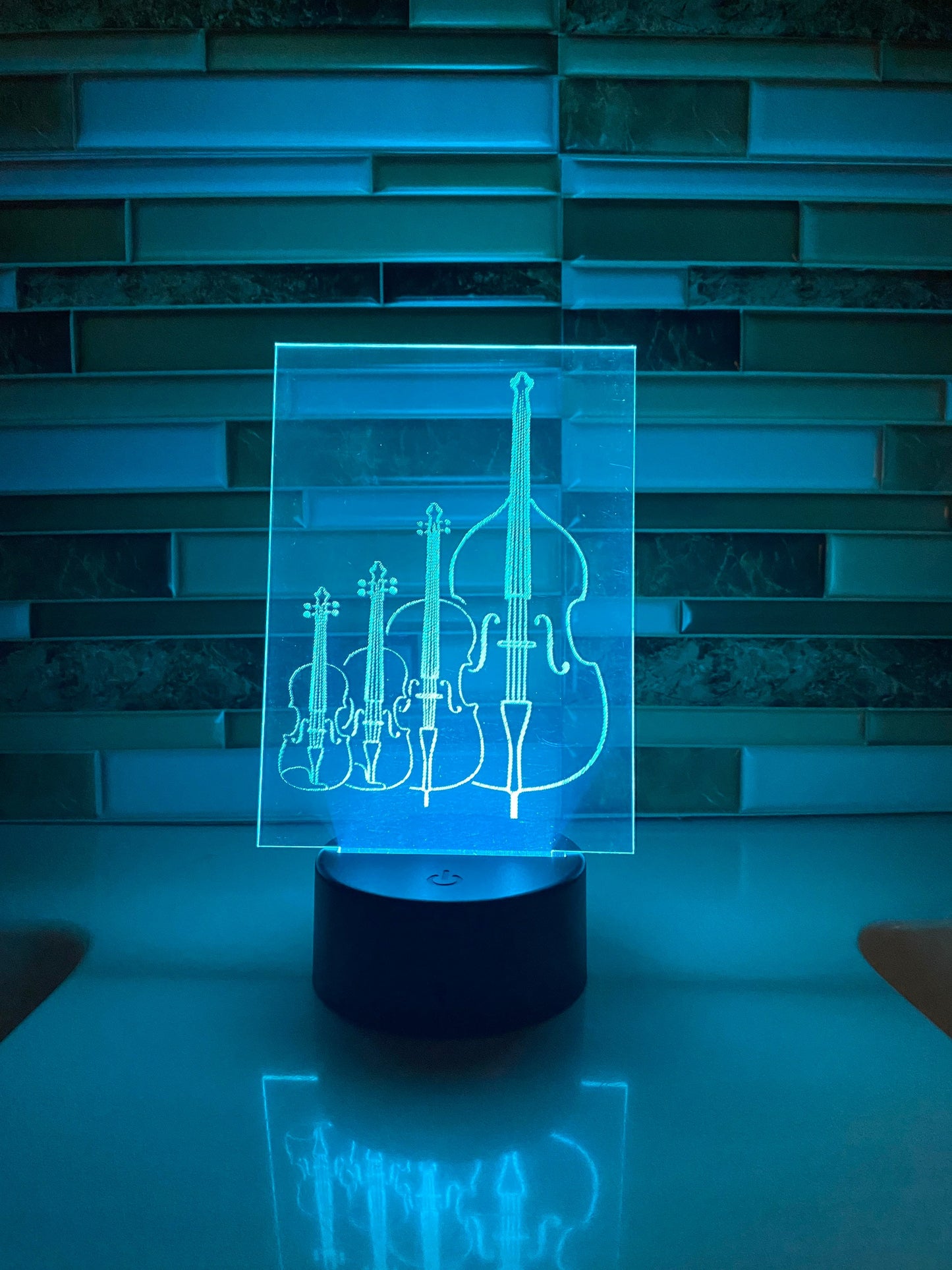 String Instruments LED lamp, engraved acrylic light, orchestra gift, music decor, for violin viola cello bass player, music nightlight