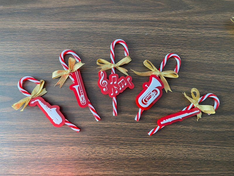 Alto Sax Candy Cane Ornament, Christmas Tree Decoration, Music Holiday Decor, Sax Teacher Gift, Unique Saxophone Ornament, Handmade Acrylic