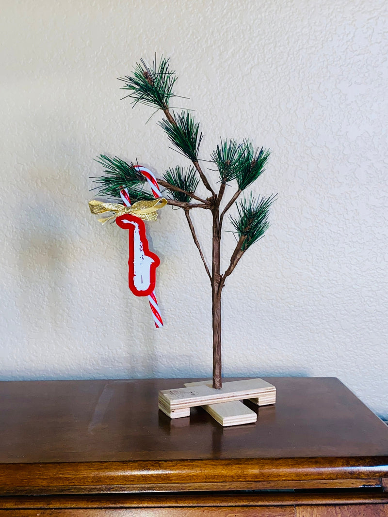 Alto Sax Candy Cane Ornament, Christmas Tree Decoration, Music Holiday Decor, Sax Teacher Gift, Unique Saxophone Ornament, Handmade Acrylic