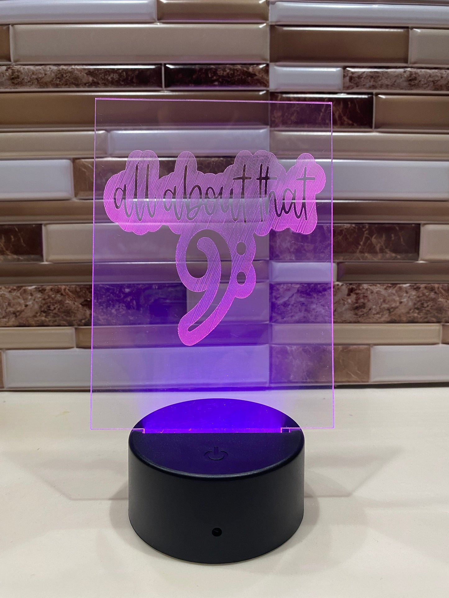 All About That Bass LED lamp, engraved acrylic light, marching band gift, music decor, tuba baritone brass player, color changing nightlight